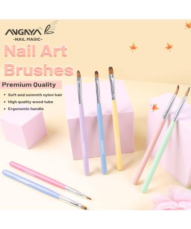 ANGNYA 7Pcs Nail Art Brush Set - Gel Nail Brushes for Nail Art Design and Painting - Ideal for Poly Gel and Acrylic Application - 7 Colors Available - Buy Online on SooperMarket.com