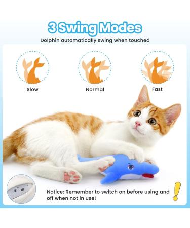 Floppy Fish Cat Toy - Interactive Electric Kitten Toy with Catnip, USB Charger, Realistic Flapping Motion - Dolphin Design - Buy Online on SooperMarket.com
