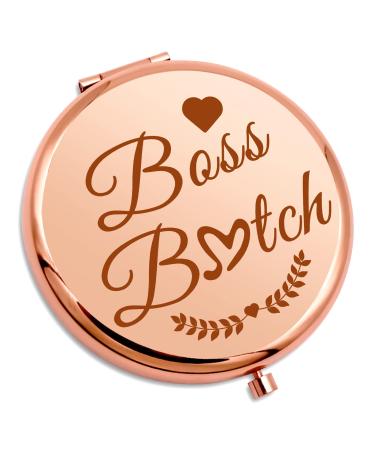 Boss Lady Gifts for Women Funny Birthday Gifts Travel Makeup Mirror Going Away Gifts Leaving New Job Retirement Gifts for Boss New Boss Coworker Leader Friend Compact Makeup Mirror Bosses Day Gifts