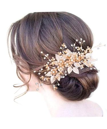 Bride Wedding Hair Comb Bridal Hair Accessories for Women Flower Rhinestone Headpiece Bridal Pearl Hair Accessories for Girls Silver Hair Accessories