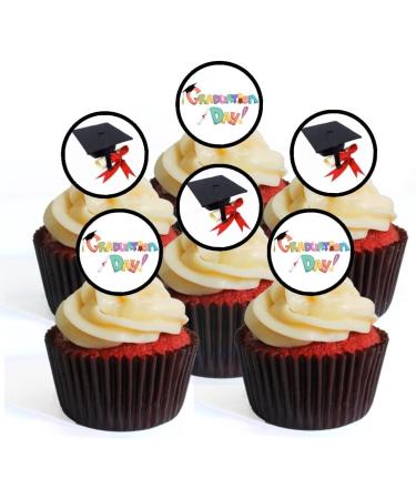 48 Graduation Edible PREMIUM THICKNESS SWEETENED VANILLA Wafer Rice Paper Mini Cupcake Toppers Cake Pops Cookies - Buy Online on SooperMarket.com