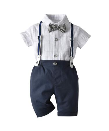 AmzBarley Baby Boys Gentlemans Outfit Suit Kids Long/Short Sleeve Dress Shirt Pants Vest Bowtie Tuxedo Rompers Childs Birthday Evening Holiday Party Black 557 2-3 Years