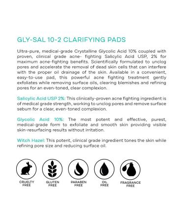 Replenix Gly-Sal Clarifying Acne Pads - Maximum Strength 10% Glycolic & Salicylic Acid Treatment - 60ct Travel Friendly Pads - Buy Online on SooperMarket.com