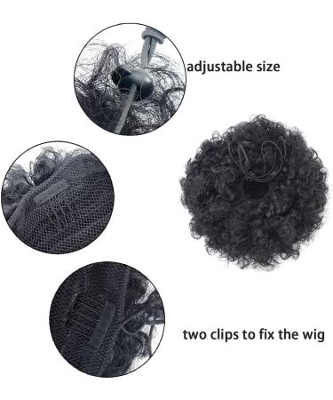 Medium 1B# Afro Puff Drawstring Ponytail Extension - Short Synthetic Kinky Curly Hairpiece for Natural Hair - Buy Online on SooperMarket.com