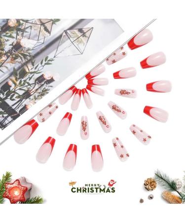 Vatocu Christmas False Nails - Long Xmas Snowflakes Glitter Press on Nails for Women and Girls (24pcs) - Buy Online on SooperMarket.com