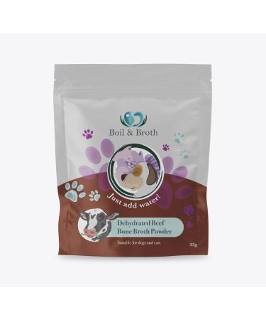 Boil & Broth Beef Broth for Dogs | 100% Pure Broth Protein Powder | Up to 21 Servings | Type II Bovine Collagen | British Grass-Fed Bones | Human-Grade | Hip & Joint | Digestion | Resealable Pouch