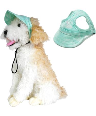 BT BEAR Hundege with ear holes baseball cap for outside adjustable for summer travel sports for small and medium -sized dogs (size XL batik green) XL Batikgr n