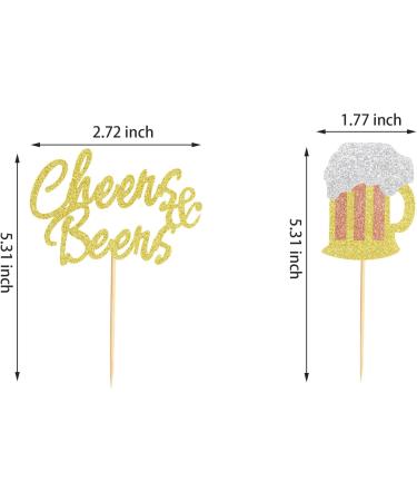 Arthsdite 24Pcs Cheers Beer Mug Cupcake Toppers Beers Cake Topper Decorations Cheers Beer Festival Celebrating Birthday Party Supplies - Gold Glitter - Buy Online on SooperMarket.com