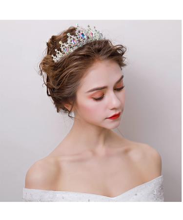 SuPoo Silver Tiara and Crown for Women - AB Crystal Headband for Queen, Wedding, Prom, Christmas - Shiny Princess Decoration - Buy Online on SooperMarket.com