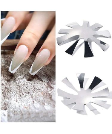 Isaken 3 pieces French nails edge trimmer acrylic nail edge trimmer edge cutter metal stencil template cutter for acrylic uv polyacryl gel modeling French smile line manicure tool set silver