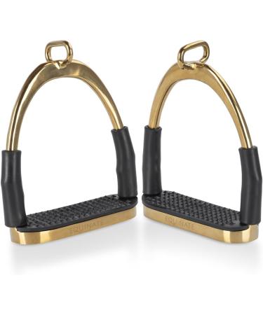 Equinate Safety Bar Charles 12cm Gold | Anti-Slip Rubber Tread Stirrup for Adults & Children | Ankle Relief - 2 Pieces - Buy Online on SooperMarket.com