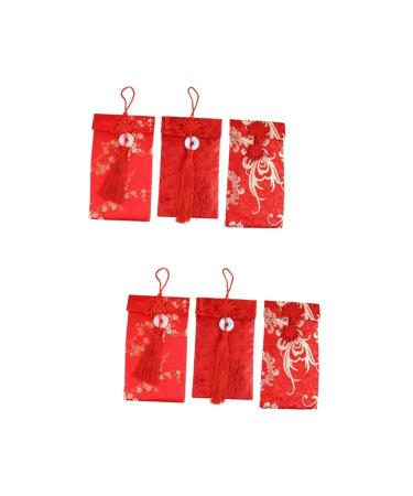 Ciieeo 6 Pcs New Year Money envelopes Lucky red Envelope Chinese New Year Envelope Birthday Red Envelope Chinese Style Envelope Party red Bag Money Bag for Wedding Pocket Decorations
