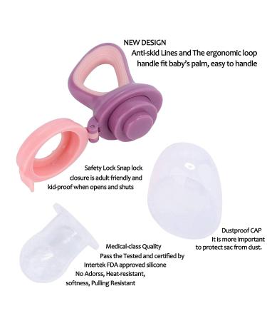 Baby Food Feeder Fresh Food - 2 Pack Fruit Feeder Pacifier Set | Silicone Pacifiers & Dispensing Spoon | Teether Feeding Set for Babies - Pink - Buy Online on SooperMarket.com