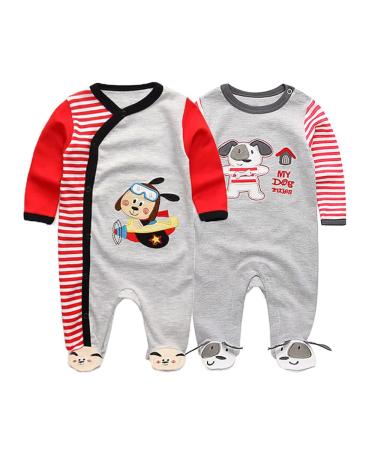 MAMIMAKA Baby Rompers Pajamas Cotton Jumpsuit Boys Girls Sleepsuit Long Sleeve Footed Bodysuits One-Piece Outfits 9-12 Months Two Pieces-7