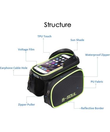 AIXIN B-Soul Bike Tube Frame Bag Saddle Bag | Waterproof Green | 6.2Inch Touchscreen Phone Holder for Bicycle Riding - Buy Online on SooperMarket.com