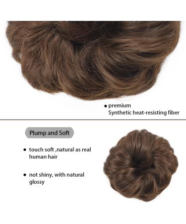 1 Piece Messy Hair Bun Chignon Ponytail in Medium Brown - Wavy Curly Hair Scrunchie Extension for Women - Buy Online on SooperMarket.com