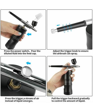 Kydelty Rechargeable Mini Airbrush Kit with Compressor for Makeup, Tattoo, Nail Art - Portable Handheld Air Brush for Face Paint and Model Painting - Buy Online on SooperMarket.com