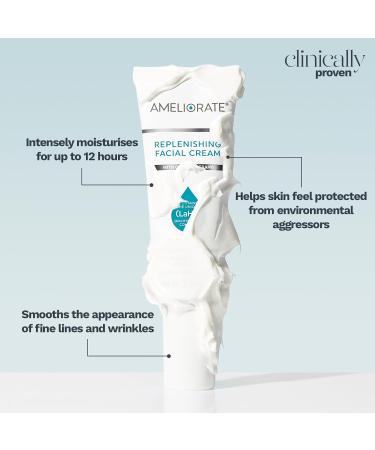 Ameliorate Replenishing Facial Cream 75ml | Lab6 Ceramides CICA extract Hylauronic Acid | Dermatologically tested Menopause Friendly BSF approved - Buy Online on SooperMarket.com