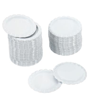 PATIKIL 1 Inch Flat Decorative Bottle Caps 50 Pack Craft Bottle Pendant Trays Double Sides Printed for DIY Pendants Craft Scrapbooks White