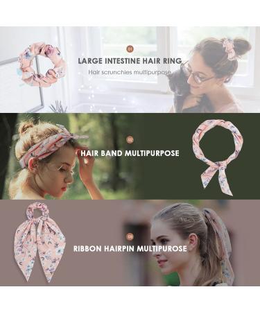 NAIHOD 10Pcs Floral Chiffon Hair Scarf Scrunchies - Women & Girls Elastic Hair Ties with Bowknot - Buy Online on SooperMarket.com