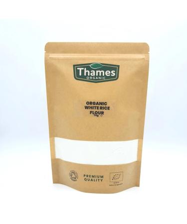 Organic White Rice Flour-Certified Organic Non-GMO Vegan No Additives No Preservatives Resealable Bag by Thames Organic 1kg 1000.00 kg (Pack of 1)