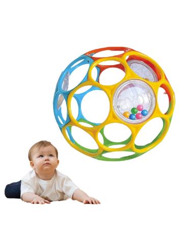 Kikuo Greifball for babies Oball Classic with a big hole children grab play ball with bell ball BPA-free Oball classic ball for babies toddlers for early education.