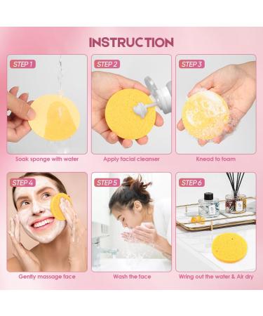 AIDEA 96 Count Compressed Facial Sponges - Eco-Friendly Makeup & Cleansing Sponges for Exfoliating Face Washing & Makeup Removal - Travel Essentials in Yellow - Buy Online on SooperMarket.com