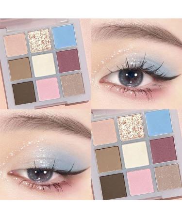 Lovelycat 9 Colors Glitter Eyeshadow Makeup Palette Matte High Pigmented Colorful Creamy Texture Eye Shadow Powder Natural Waterproof Long Lasting Eyeshadow Powder Cosmetics (Blue) - Buy Online on SooperMarket.com