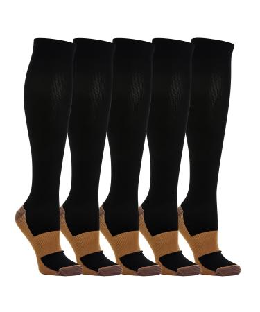 Weekend Peninsula 5 pair of compression stockings Knee socks Socks for women and men sports running flight travel travel pregnancy medical compression socks L-XL black & brown