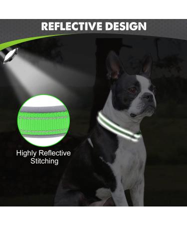 Joytale Neoprene Dog Collar for Medium Dogs - Softly Padded Reflective Green - Durable Nylon Ideal for Safe Walks (1 Pack) - Buy Online on SooperMarket.com