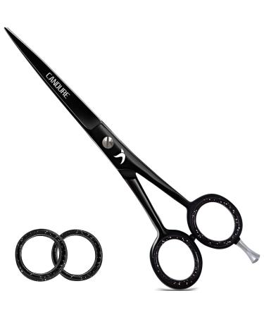 CANDURE HARKRACHER Haircase scissors Profi 6 inches haircutting shears hair and beard scissors light scissors cut hair hair scissors for men women children and pets (6 " matt black)
