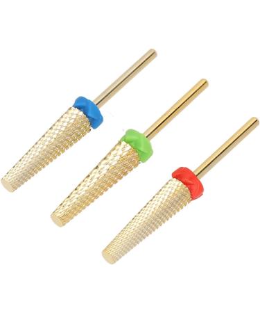 Nail Drill Bits 3 Pieces Gold Tungsten Steel Manicure Drill Bits for Nail Salon - Buy Online on SooperMarket.com