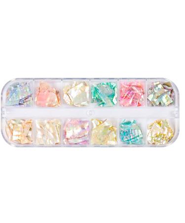 12 Colors 3D Irregular Nail Art Abalone Slices Colorful Nail Art For Shell UV Gel Nail Sequ Nail Art Shell Slices CT30