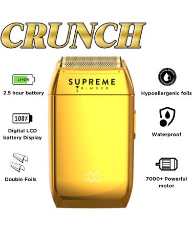 Supreme Trimmer Crunch Men's Foil Shaver STF602 - Waterproof Electric Razor for Short Hair & Stubble | 150-Minute Run Time | Ideal for Barber Use | Gold - Buy Online on SooperMarket.com
