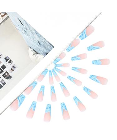 Brishow Long False Nails - Wave Press On Nails 24pcs for Women & Girls (Blue) - Trendy Artificial Nails for Easy Application & Stunning Look - Buy Online on SooperMarket.com