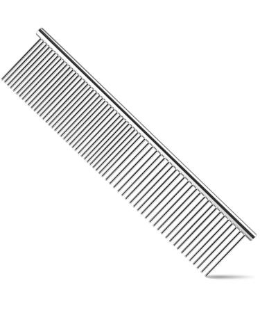 Dog Comb, Cat Comb with Rounded and Smooth Ends Stainless Steel Teeth, Professional Grooming Tool for Removes Tangles and Knots, Pet Comb for Long and Short Haired Dogs, Cats and Other Pets