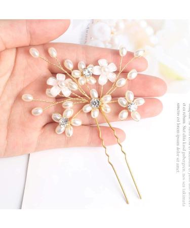 Sppry Wedding Hair Pins - Elegant Pearl Floral Crystal Hair Accessories for Bridal Women (Gold) - Set of 3 - Buy Online on SooperMarket.com