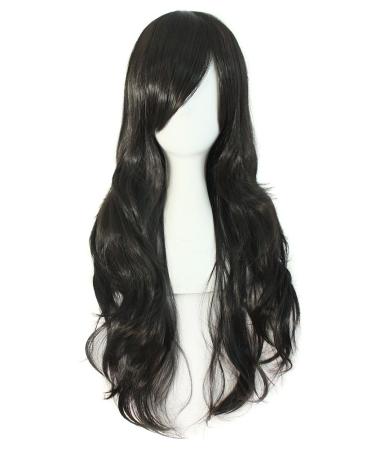 MapofBeauty 28" 70cm Long Curly Hair Ends Costume Cosplay Wig (Black)