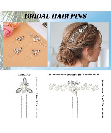 WIOR Wedding Hair Vine: 39.4 Inch Crystal Beads Bridal Hair Piece with Pearl Hair Pins - Handmade Rhinestones Headpiece for Bride, Bridesmaids, Prom - Silver - Buy Online on SooperMarket.com