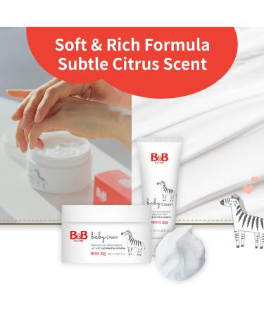 B&B Baby Cream - Intensive Moisturizing for Delicate Skin with Jojoba Oil & Shea Butter - Non-Greasy Dry Skin Moisturizer - Allergen-Free Citrus Scent - 5.07oz - Buy Online on SooperMarket.com