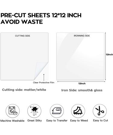 Dysania White HTV Heat Transfer Vinyl Bundle - 10 Pack 12x12 Sheets for T-Shirt - Easy to Cut & Weed Iron-on Vinyl - Buy Online on SooperMarket.com