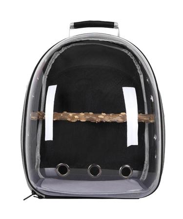 HEEPDD Pet Parrot Carrier Bird Travel Backpack Space Capsule Transparent Bag Breathable Parro Portable Breathable Bag Pet Bird Lightweight Travel Cage with Standing Perch (black)
