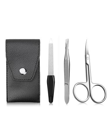 3 partly manicure set nail scissors stainless steel nail scissors files and tweezers nail care rice set with leather case for women and men black
