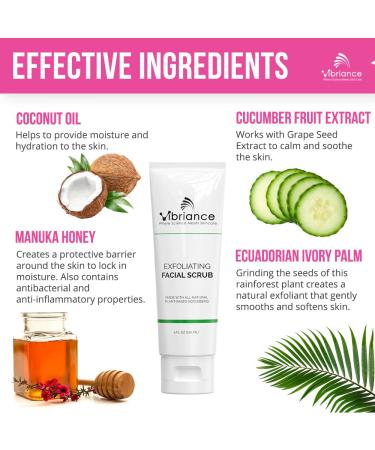 Vibriance Ultra-Gentle Exfoliating Facial Scrub and Cleanser, 4 fl oz - Unclogs Pores, Renews Skin | Sulfate-free, Paraben-free - Buy Online on SooperMarket.com