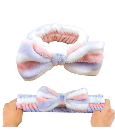 Mom Gifts SPA Headband - Soft Coral Fleece Bow Decoration Makeup Headband for Women - Perfect Mother's Day Gift (Purple White) - Buy Online on SooperMarket.com