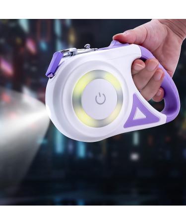 Moyouno 5 m retractable dog leash hard-wearing dog leash automatically extendable for small medium-sized and large dog breeds up to 5 m 30 kg pull-out dog leash with LED lights white