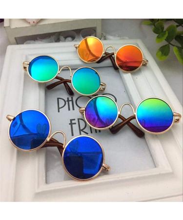 Super Cute Pet Glasses Stylish Dog Cat Cool Sunglasses Metal Frame Round Cool Photo Comfortable and EnvironmentallyConvenient and attractive - Buy Online on SooperMarket.com
