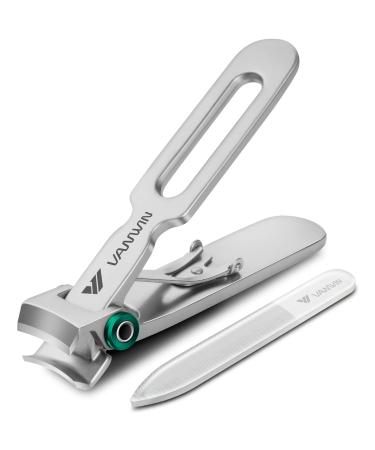 Vanner nail clippers for thick nails 16 mm wide jaw opening of oversized toenail clippers with sharp curved blade and nail file robust stainless steel fingernail cliff for seniors men silver