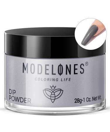 Modelones Dip Powder Gray Color, Nail Dipping Powder French Nail Art Powder Pro Collection System for Starter Manicure Salon DIY at Home, Odor-Free, Long-Lasting, No Needed Nail Lamp Cured, 1 Oz