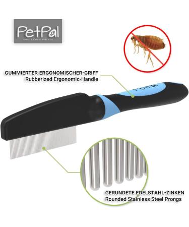 PetP l Flea & Dust Comb for Cats & Dogs | Effective against Vermin like Fleas Ticks Nits & Lice | Professional Salon Quality M Blue - Buy Online on SooperMarket.com